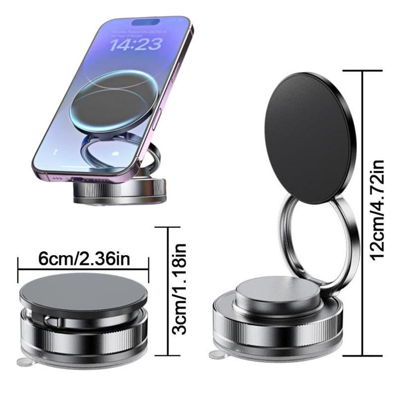 360° Vacuum Magnetic Phone Holder, Hands-Free ,For Outdoorfun/Mirror/Shower/Smooth Surface,Strong Suction Cup Magnetic Car Phone Holderfor All Smartphones & All Car Models Adjustable