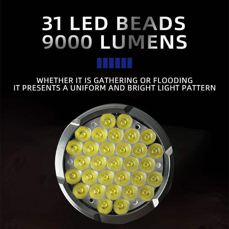 Yinowo 9000 LM Super Bright Flashlight with 5 Light Modes, Aluminum Material, IPX5 Waterproof and USB C Rechargeable for Emergency, Camping & Home